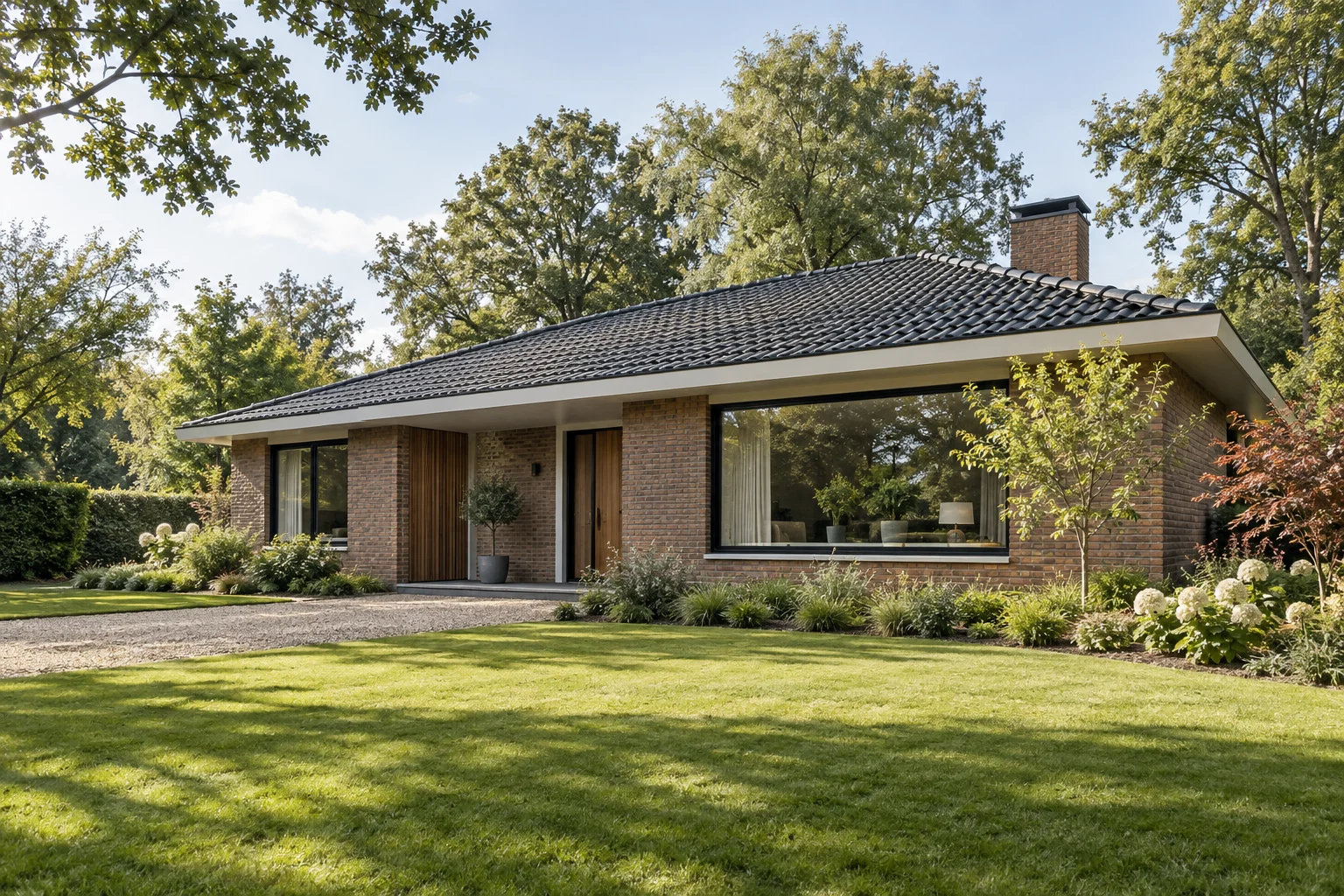 Schuin pannendak van een Nederlandse woning; AI-illustratie