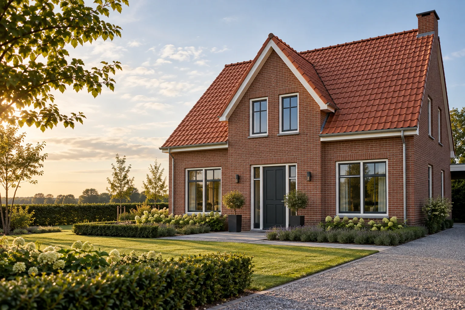Schuin pannendak van een Nederlandse woning; AI-illustratie